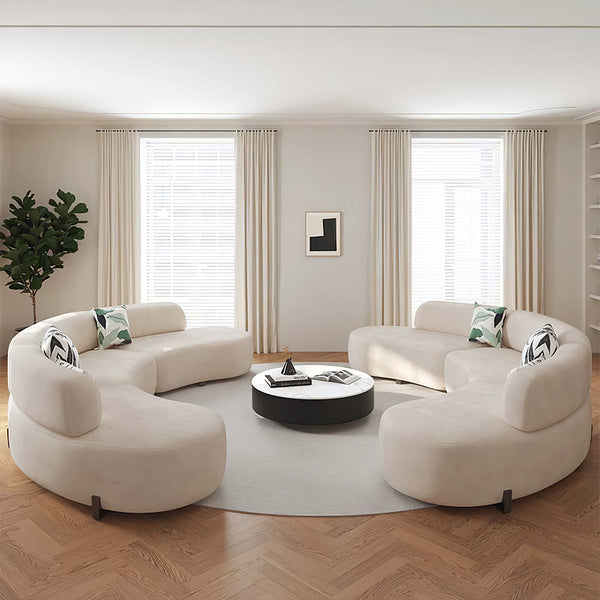 Velvet sofa front view
