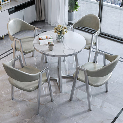 Luxury Metal Frame Office Reception Round Table with 4 Chairs