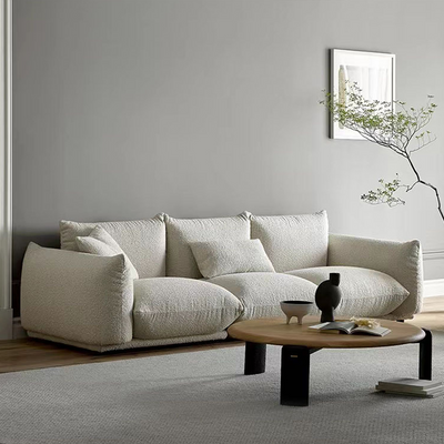 Velvet sofa front view with solid wood frame