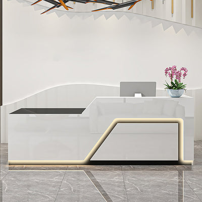 Minimalist Office Small Reception Desk with LED Lighting