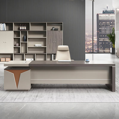 L-Shaped Executive Desk with Multimedia Cable Box & Combination-Lock Storage in, L shaped drawers file cabinet model