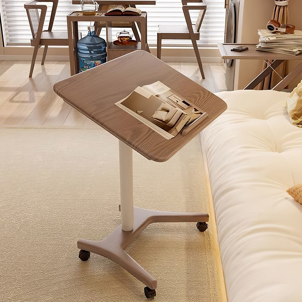 Computer Desk with Folding, Solid Wood & Height-Adjustable for Home Office