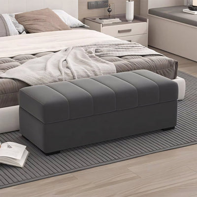 Rectangular Velvet Storage Ottoman with Solid Wood Frame