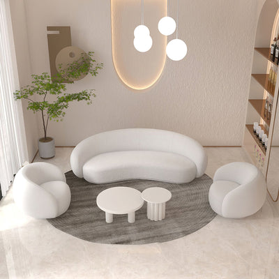 Curved Backrest Sofa with Solid Wood Frame for Living Room & Office Reception
