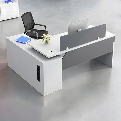 Minimalist L-Shaped Office Desk with Side Storage