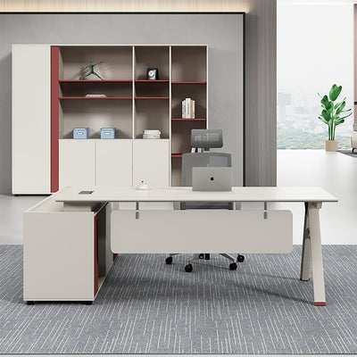 L-Shaped Executive Desk with Side Storage & Drawers in executive office setting, LBZ-2011 series
