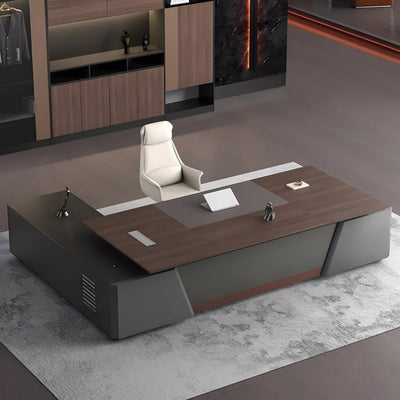 L-Shaped Executive Desk with Cable Box & Combination-Lock Storage in executive office setting, LBZ-2069 series