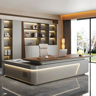 L-Shaped Executive Desk with Side Storage & Drawers in executive office setting, LBZ-2325 series