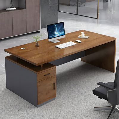 Modern executive desk with Modesty Panel and Cable Management in mid-tone finish, shown in an executive office