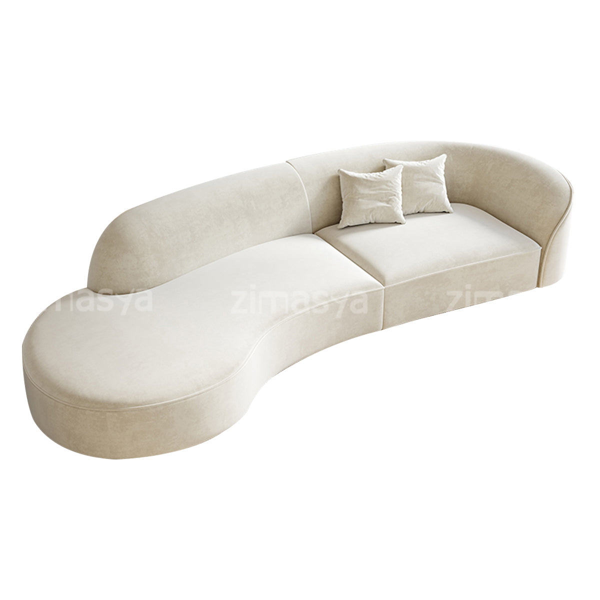 Curved sofa in a modern living room showing a multi-seat configuration