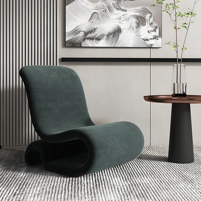 Modern S-Shaped Velvet Single Armless Accent Chair for Living Room or Office