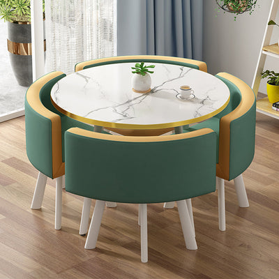 Minimalist 4-Seat Office Reception Furniture Set with Leather Chairs
